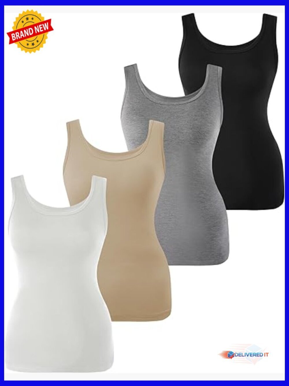 Womens Camisole Tank Top Cami Basic Layering Undershirt 3/4 Pack